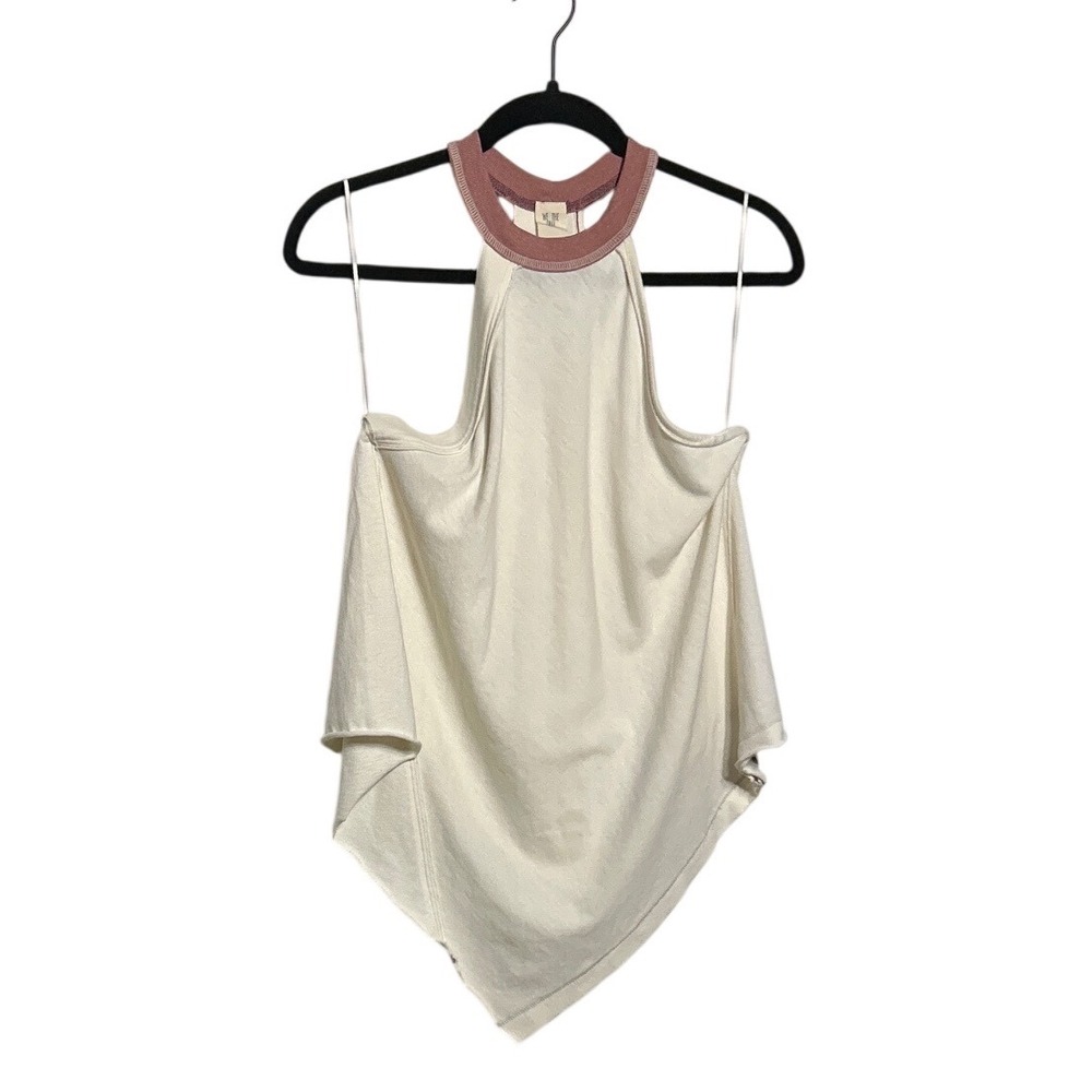 Free People Twin Peaks Ivory Halter Tank Asymmetrical Hem Size XS